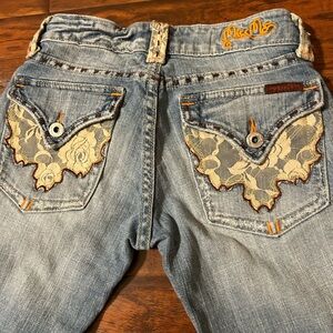 Miss Me Boot Cut Light Wash Jeans with Wing Appliqué